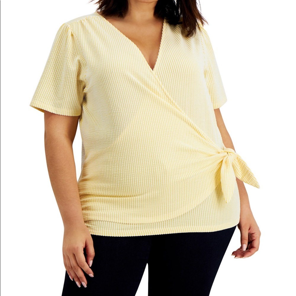 NWT Michael Kors Seersucker Tie-Side Top